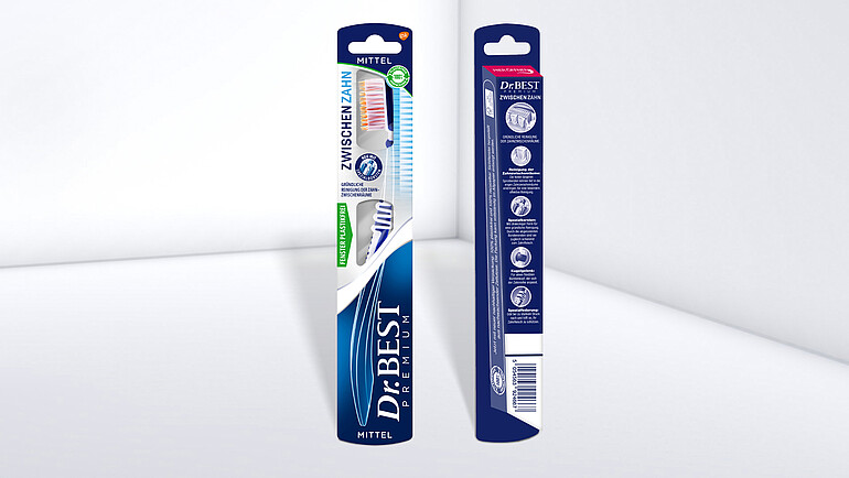Plastic-free toothbrush packaging with innovative patched window