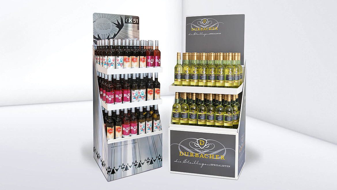 Bottle display with logo print