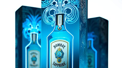 Illuminated packaging for gin