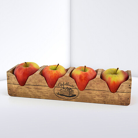 Grass-green packaging with lots of edges for apples